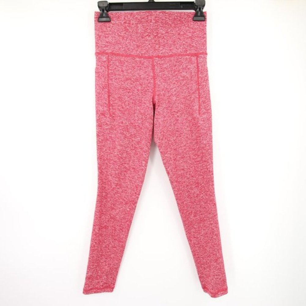 Athleta Space Dye Leggings Pink Side Pockets High Waisted Size Small